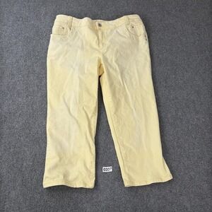 Chicos Platinum Denim Womens 3 XL Yellow Crop Jeans Ultimate Fit Stretch Pants